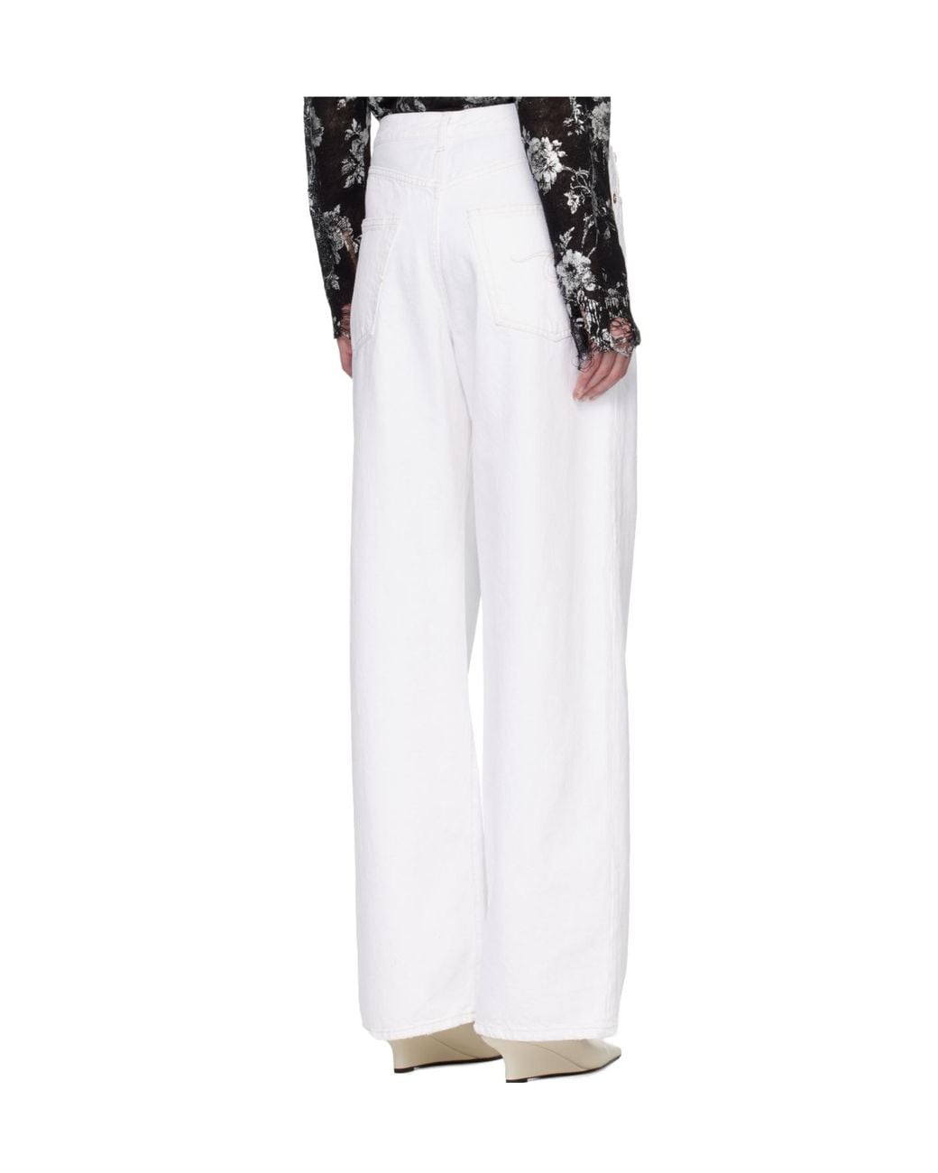 R13 White Damon Belt Loop Jeans