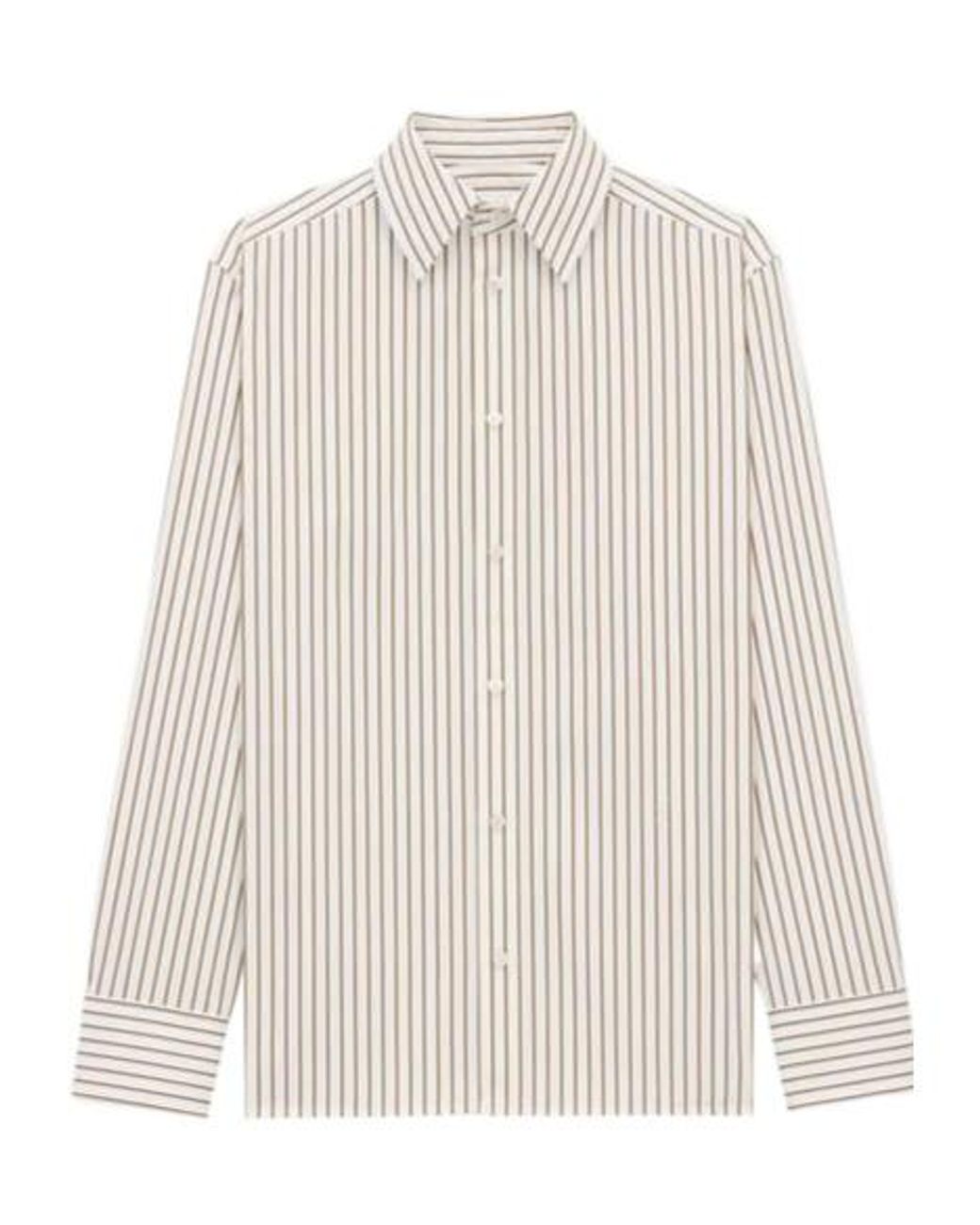 Saint Laurent White Striped Long-Sleeved Shirt