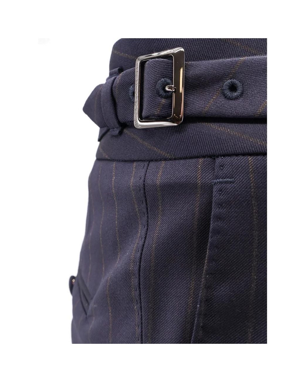 Dolce & Gabbana Blue Pinstriped Pleated Pants for men