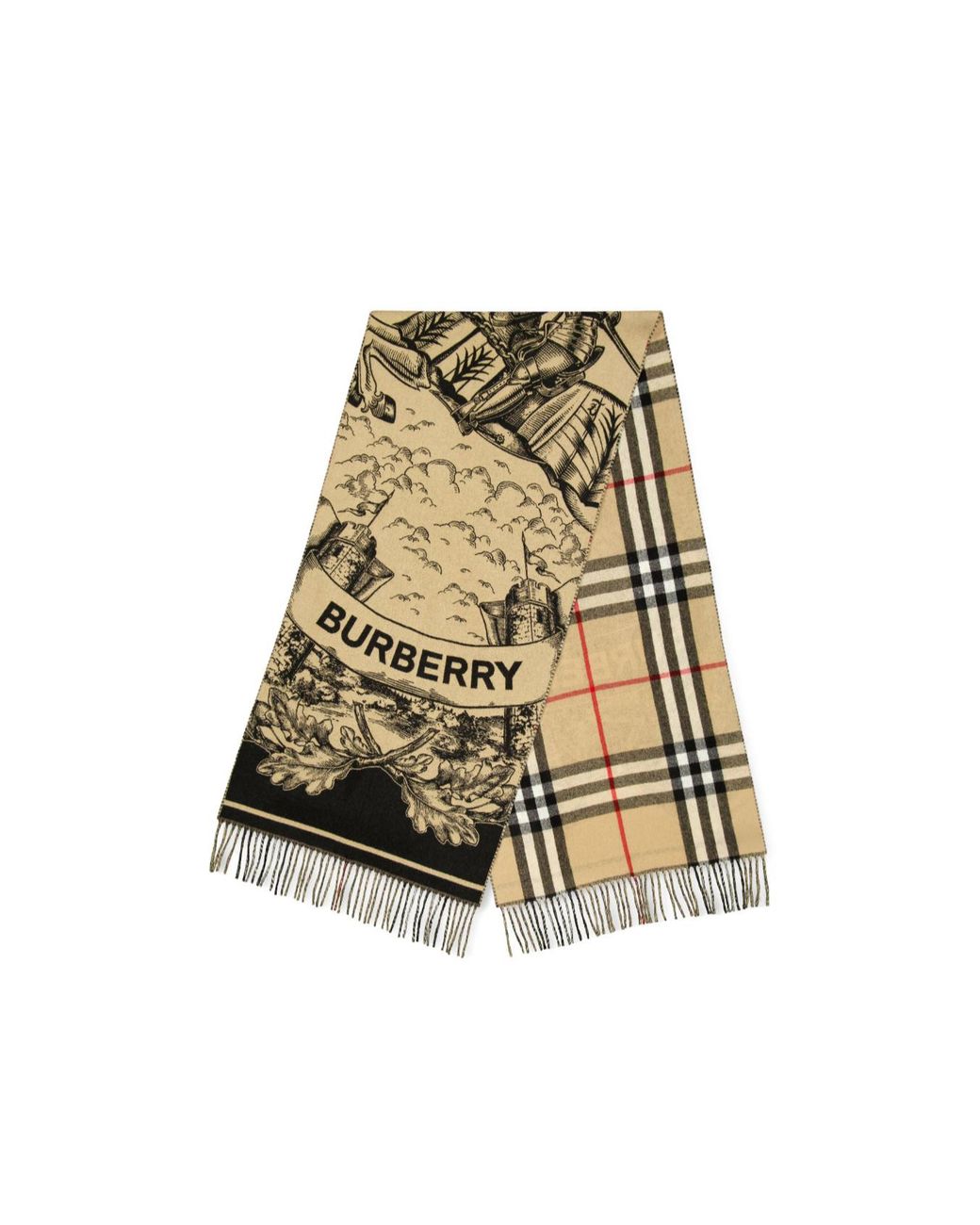 Burberry Natural Double-Sided Fringe Long Scarf