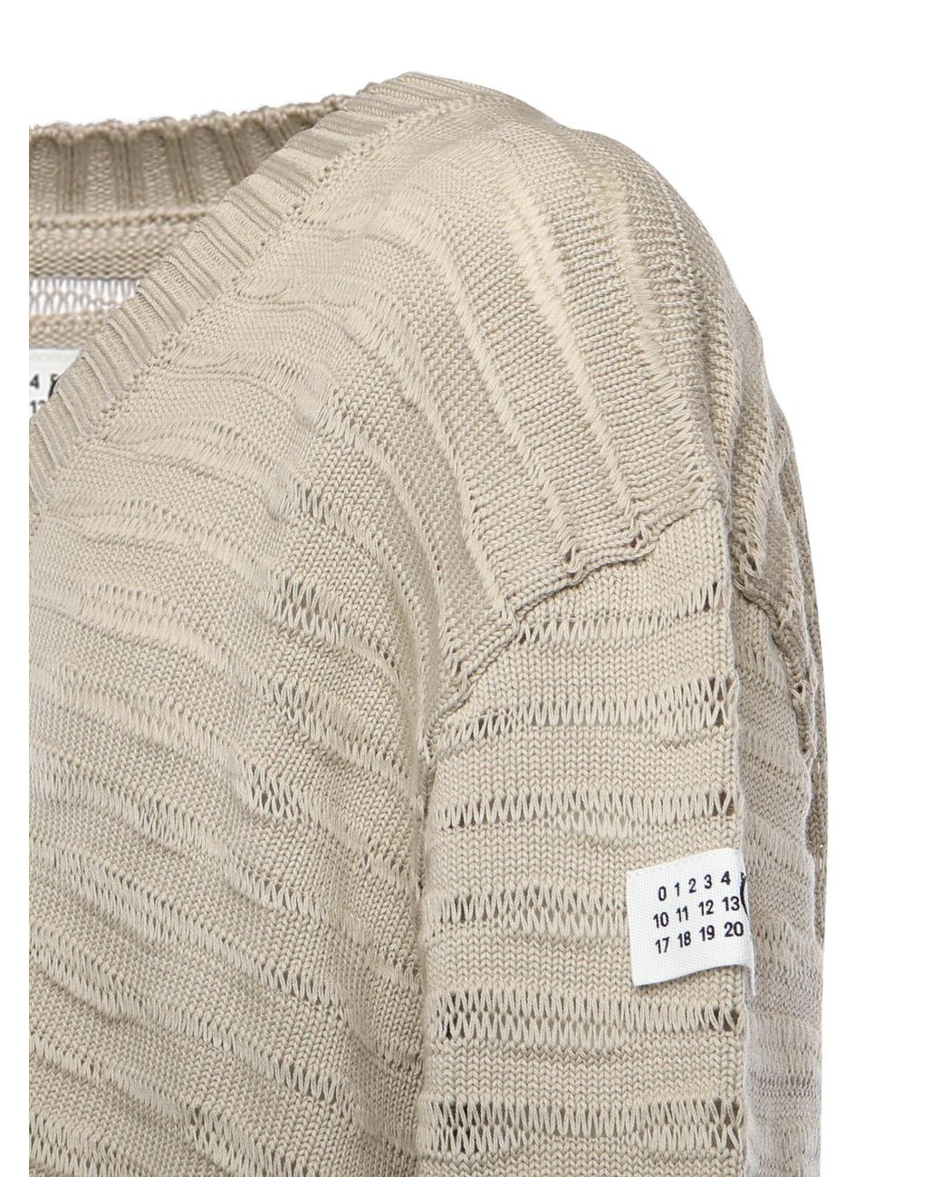 MM6 by Maison Margiela Natural V-Neck Knitted Cardigan for men