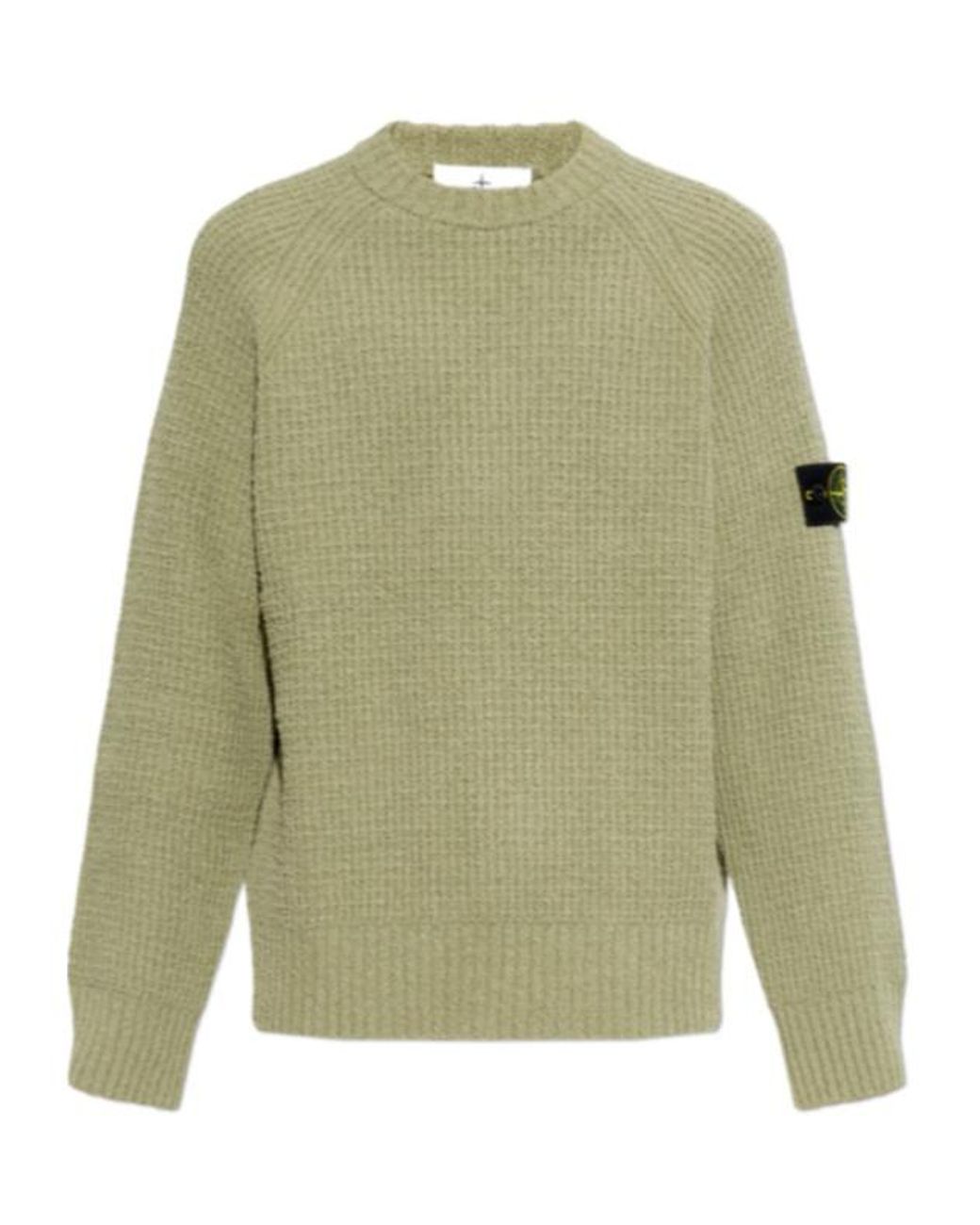 Stone Island Green Logo Patch Crewneck Jumper for men