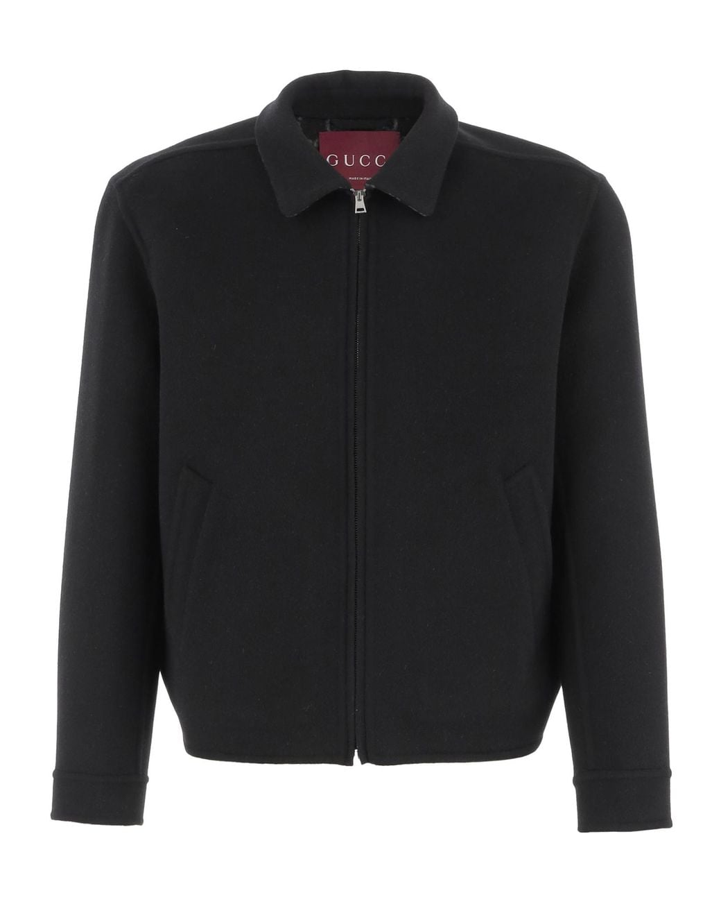 Gucci Black Jacket With Classic Collar And Front Zip Closure for men
