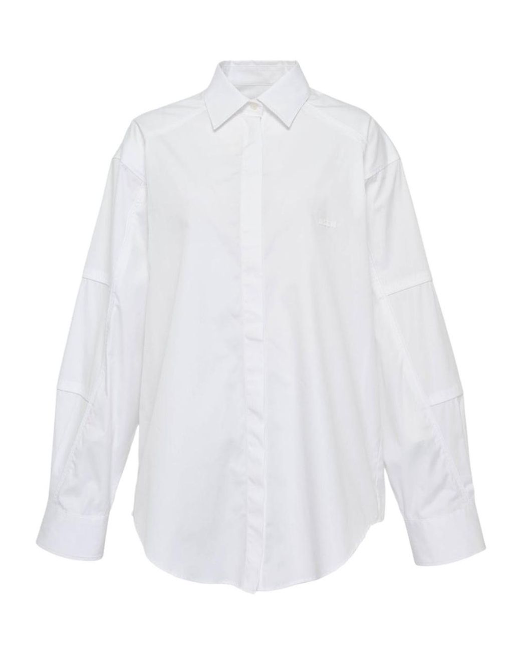 MSGM White Contrasting Piping Poplin Shirt