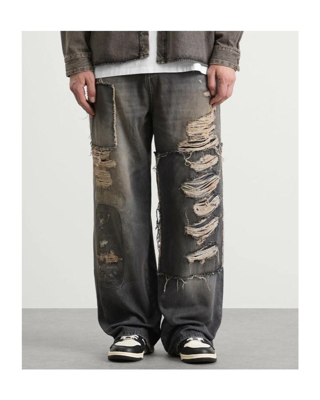 Amiri Gray Carpenter Repaired Baggy Jeans for men