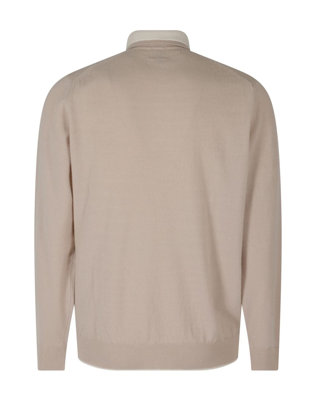 Eleventy Natural Long-Sleeve Polo Shirt for men