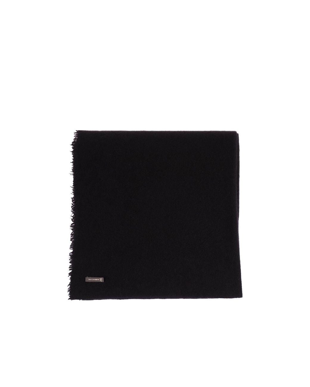 Faliero Sarti Black Fringed Cashmere Scarf
