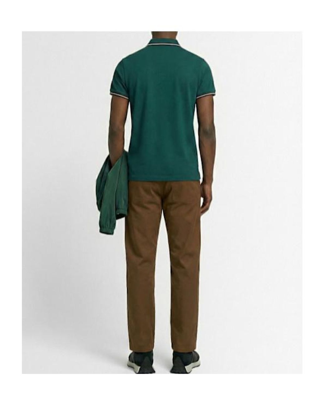 Moncler Green Tricolour-Trimmed Cotton Polo Shirt for men