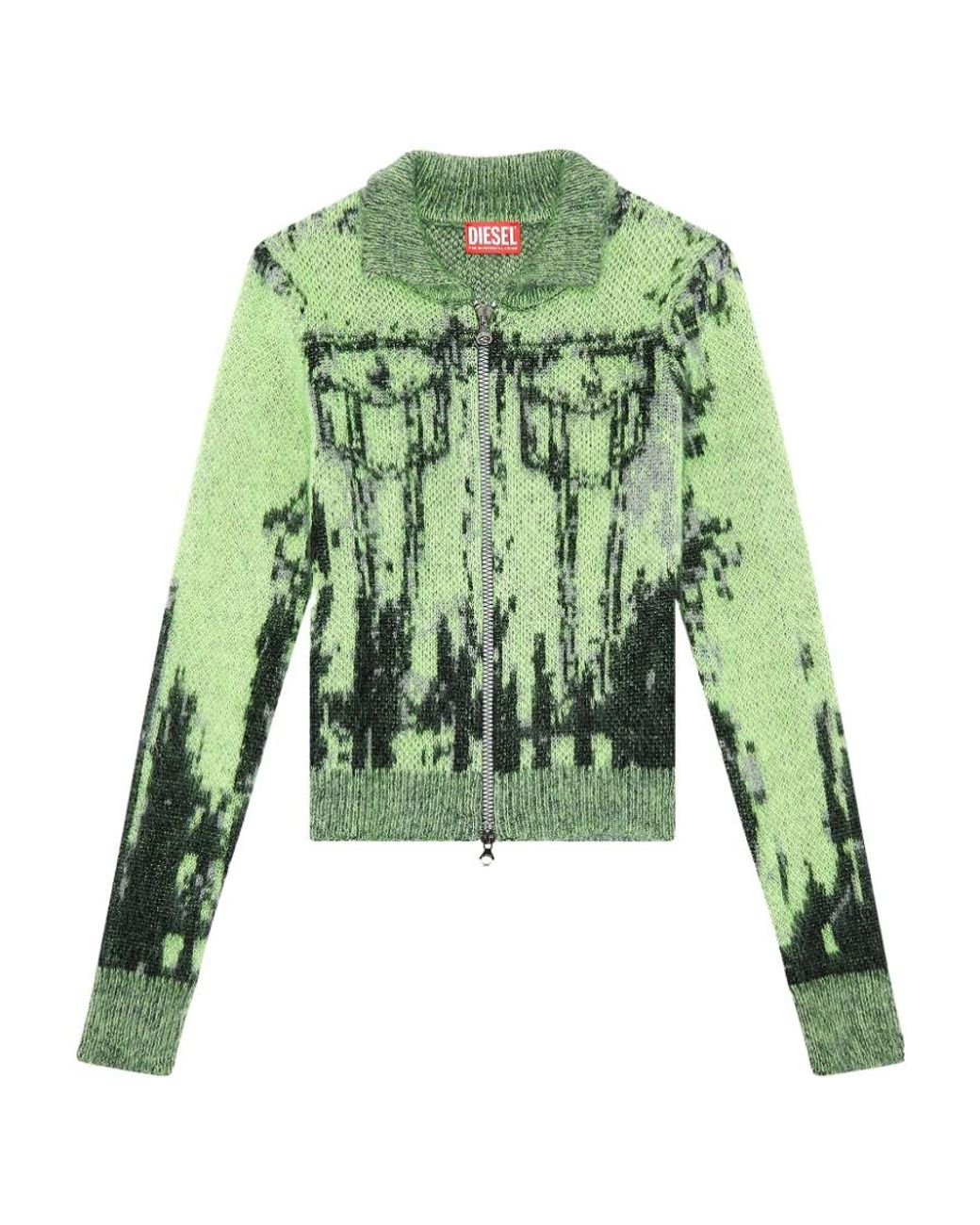 DIESEL Green M-Taphos Patterned Intarsia-Knit Jumper