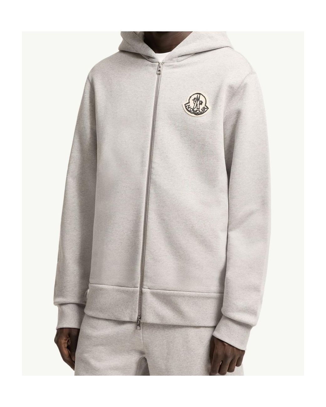 Moncler Gray Sketched Logo Zip-Up Hoodie for men