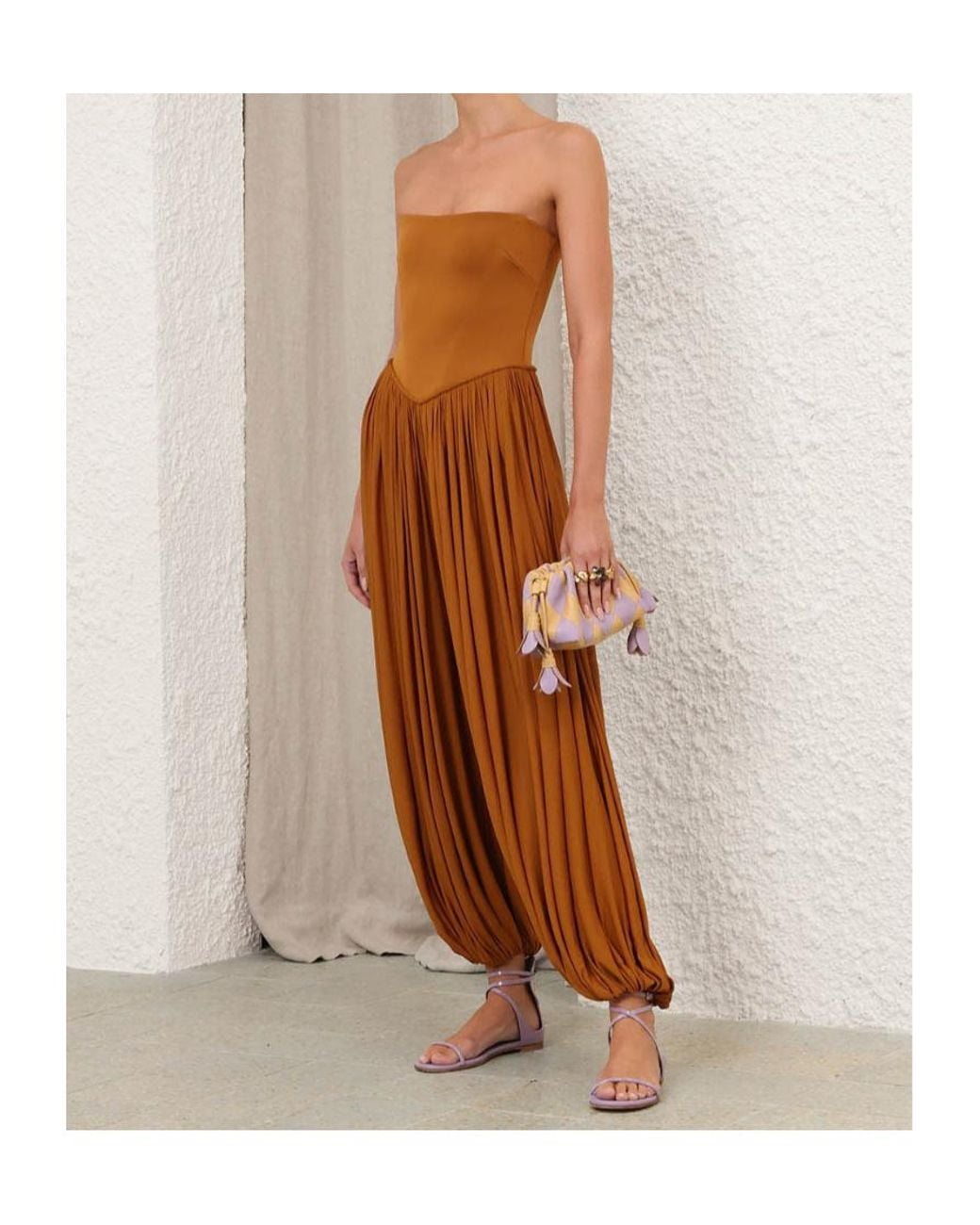 Zimmermann Brown Luna Corset Jumpsuit