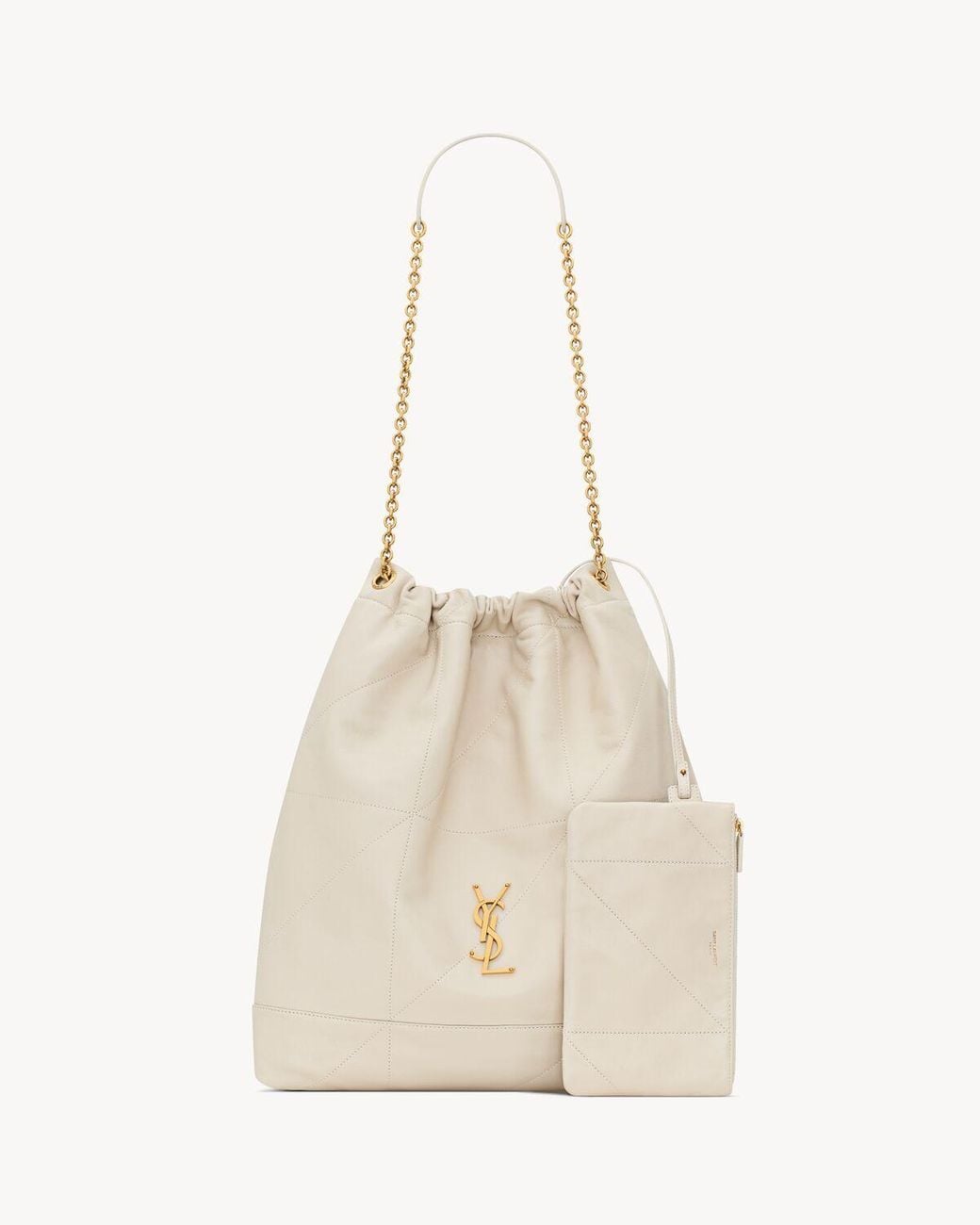 Saint Laurent Natural Jamie Logo Plaque Large Shoulder Bag