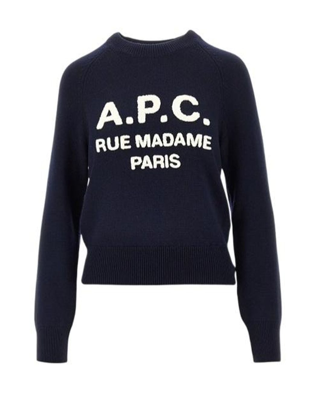 A.P.C. Blue Logo-Embroidered Raglan-Sleeve Sweater