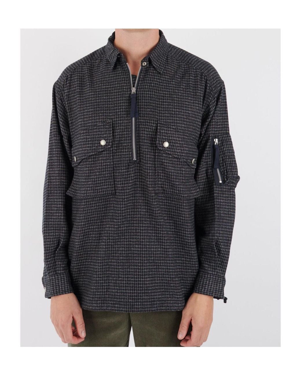 Comme des Garçons Gray Long-Sleeved Plaid Shirt for men