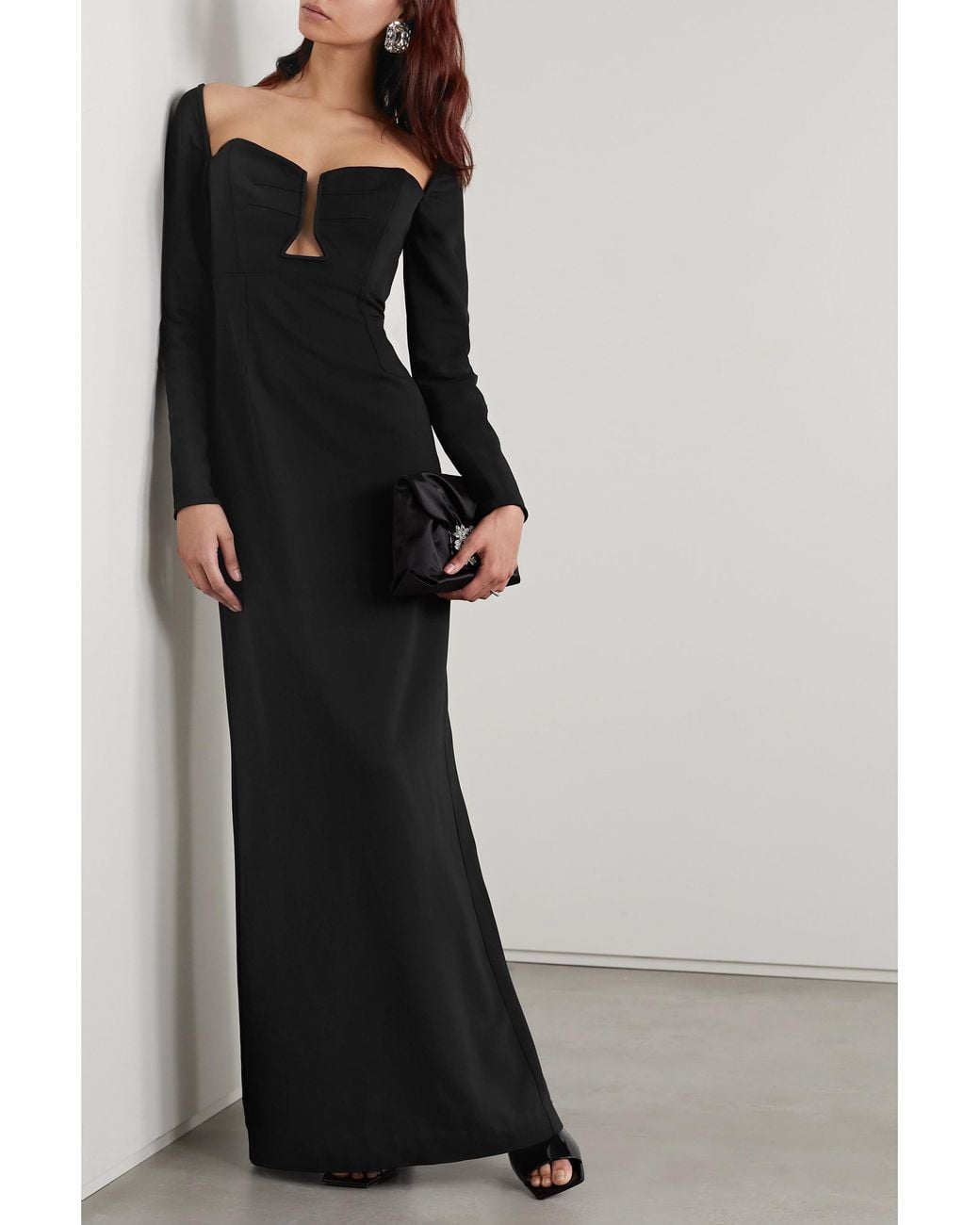 Roland Mouret Black Long-Sleeved Maxi Dress