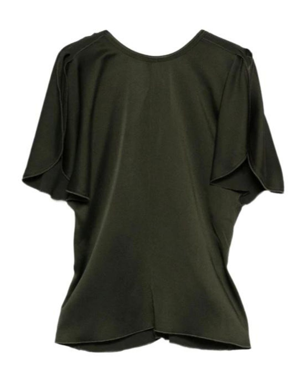 Victoria Beckham Green Crewneck Draped-Sleeve Blouse