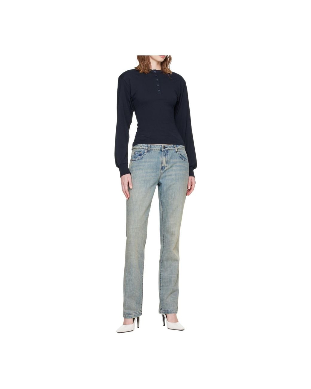 Paloma Wool Blue Long-Sleeve Polo Shirt