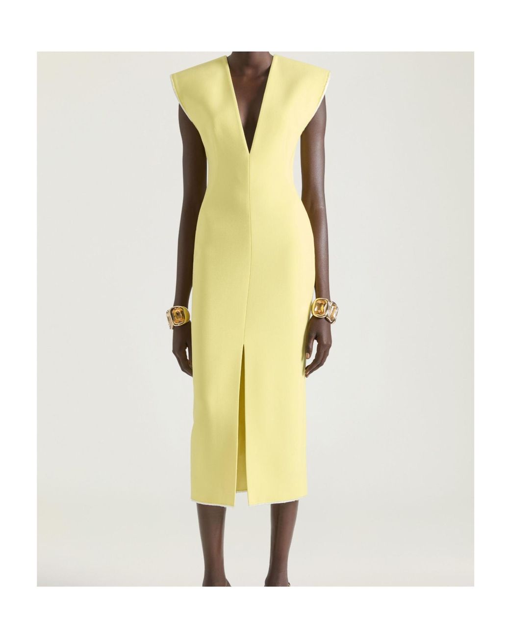 Givenchy Yellow V-Neck Pencil Dress