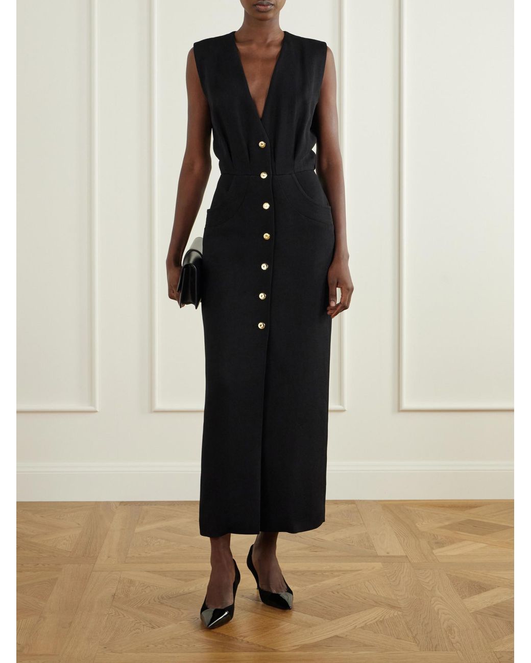 Aquazzura Black Leather-Trimmed Suede Pumps