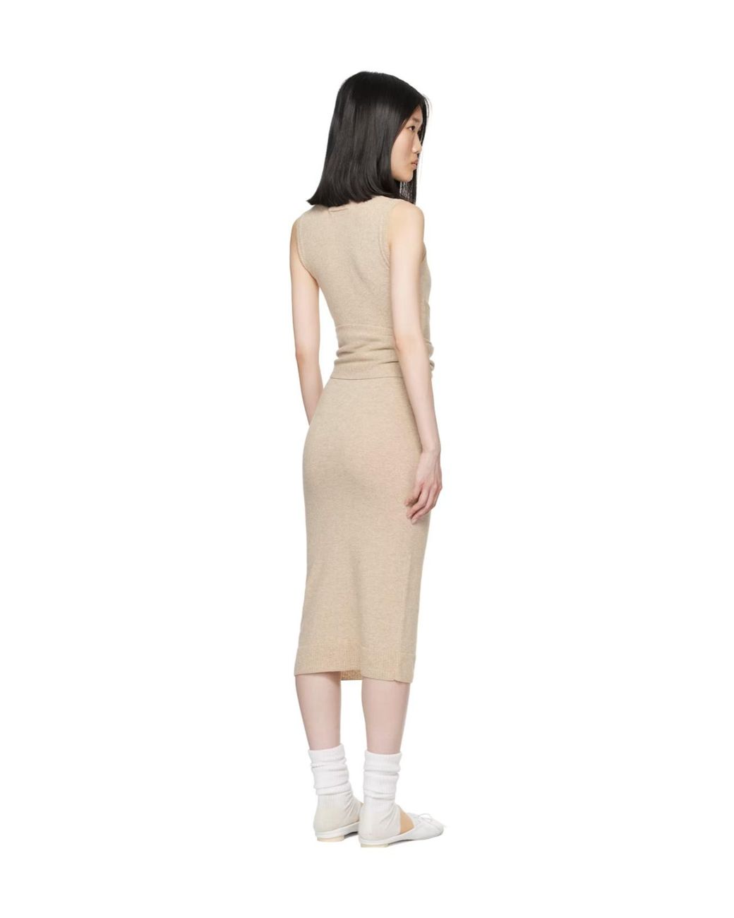 MM6 by Maison Margiela White Knitted Midi Dress