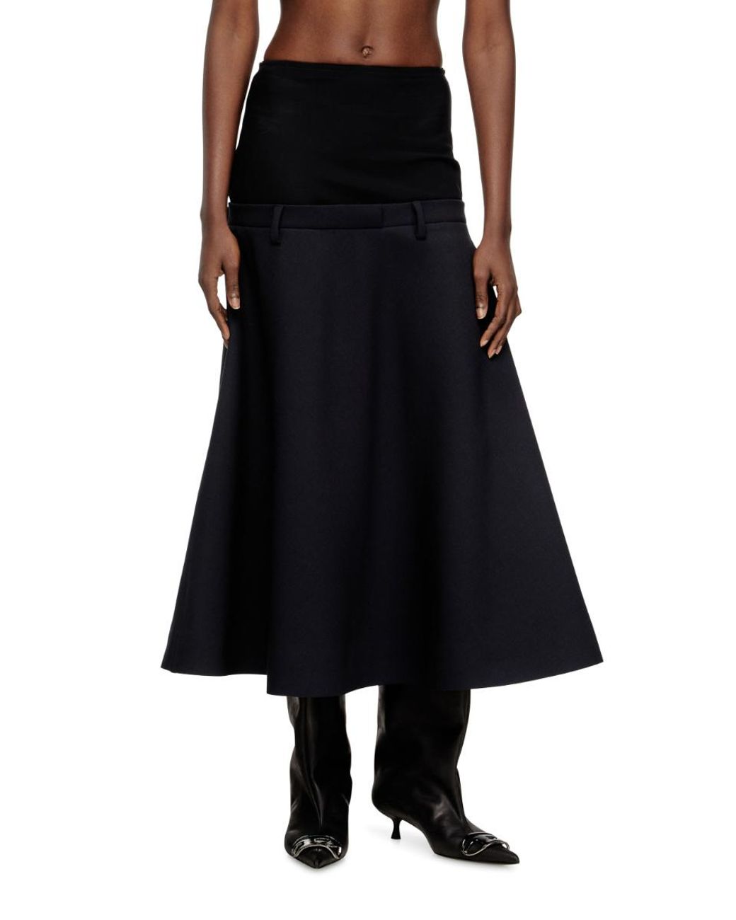 DIESEL Black Sokna-O-Grace-Bond Midi Skirt