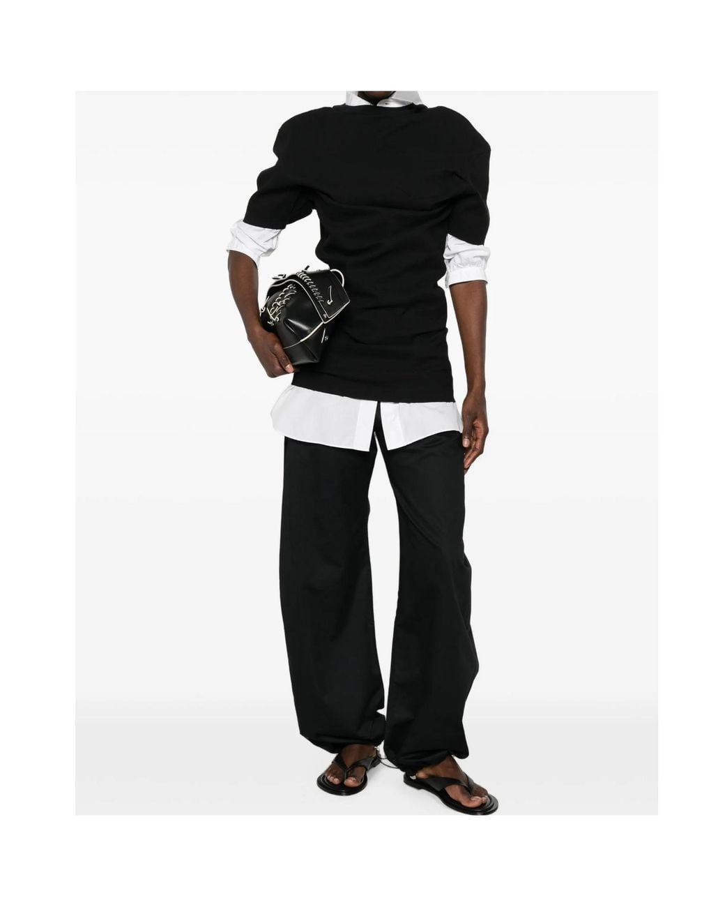 Issey Miyake Black Pocket-Detail Draped Rear-Zip Mini Dress