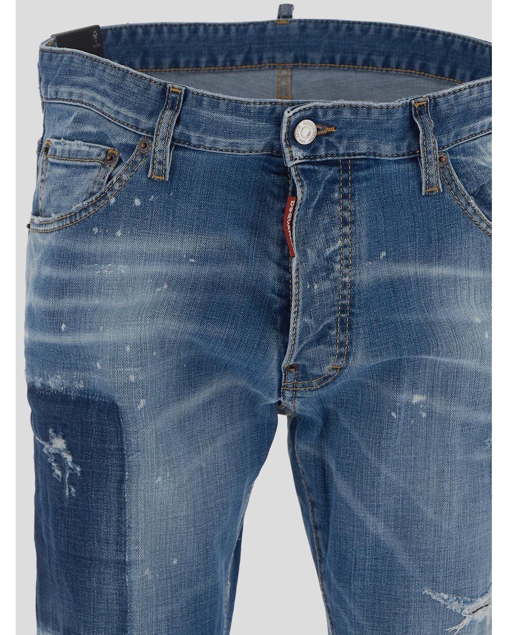 DSquared² Blue Distressed Washed Skater Jeans for men