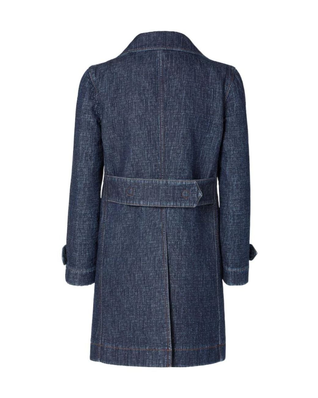 Fendi Blue Quilted Ff Denim Coat