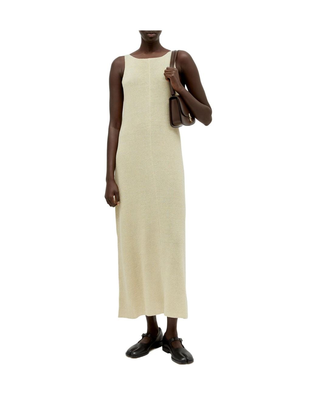 The Row Natural Fleet Sleeveless Knitted Midi Dress