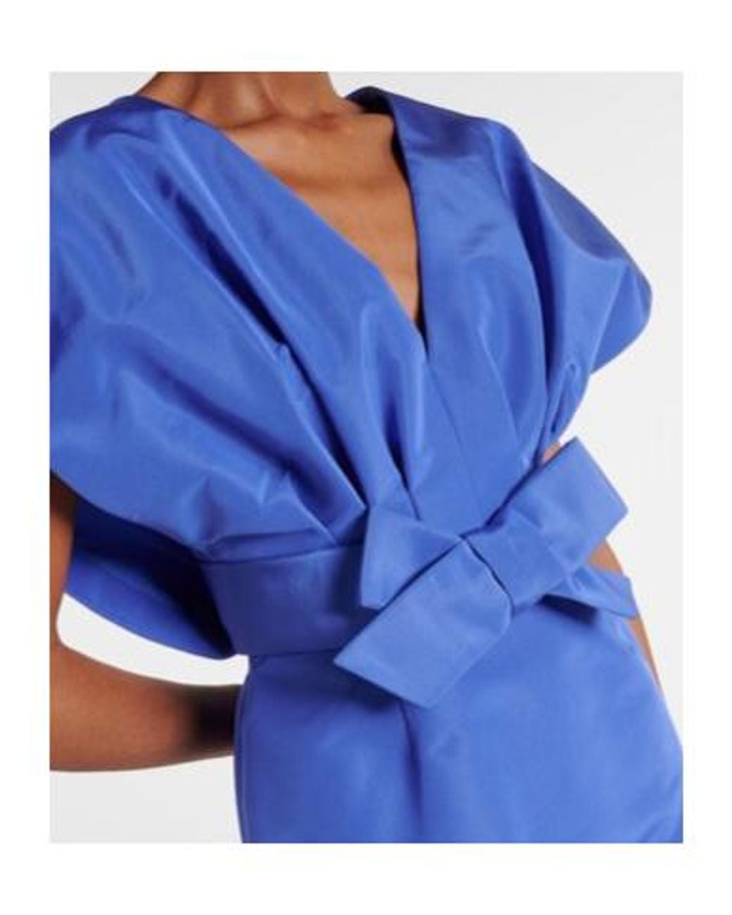 Carolina Herrera Blue Bow-Detail Silk Faille Gown