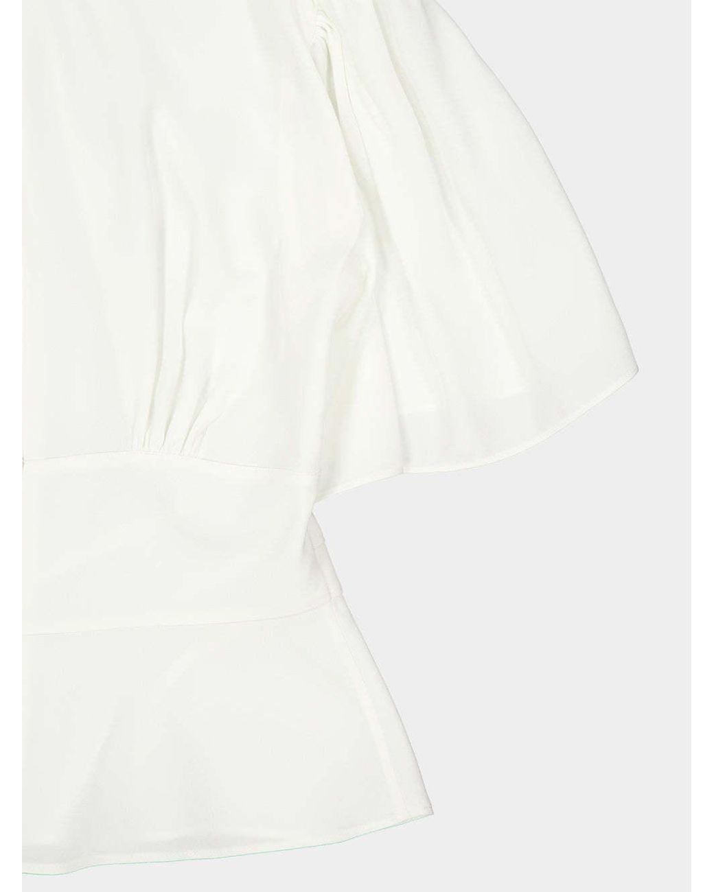 Rabanne White Gathered Flared-Sleeve Top