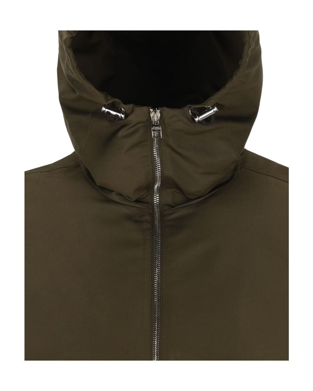 McQueen Green Zipped Hooded Jacket for men