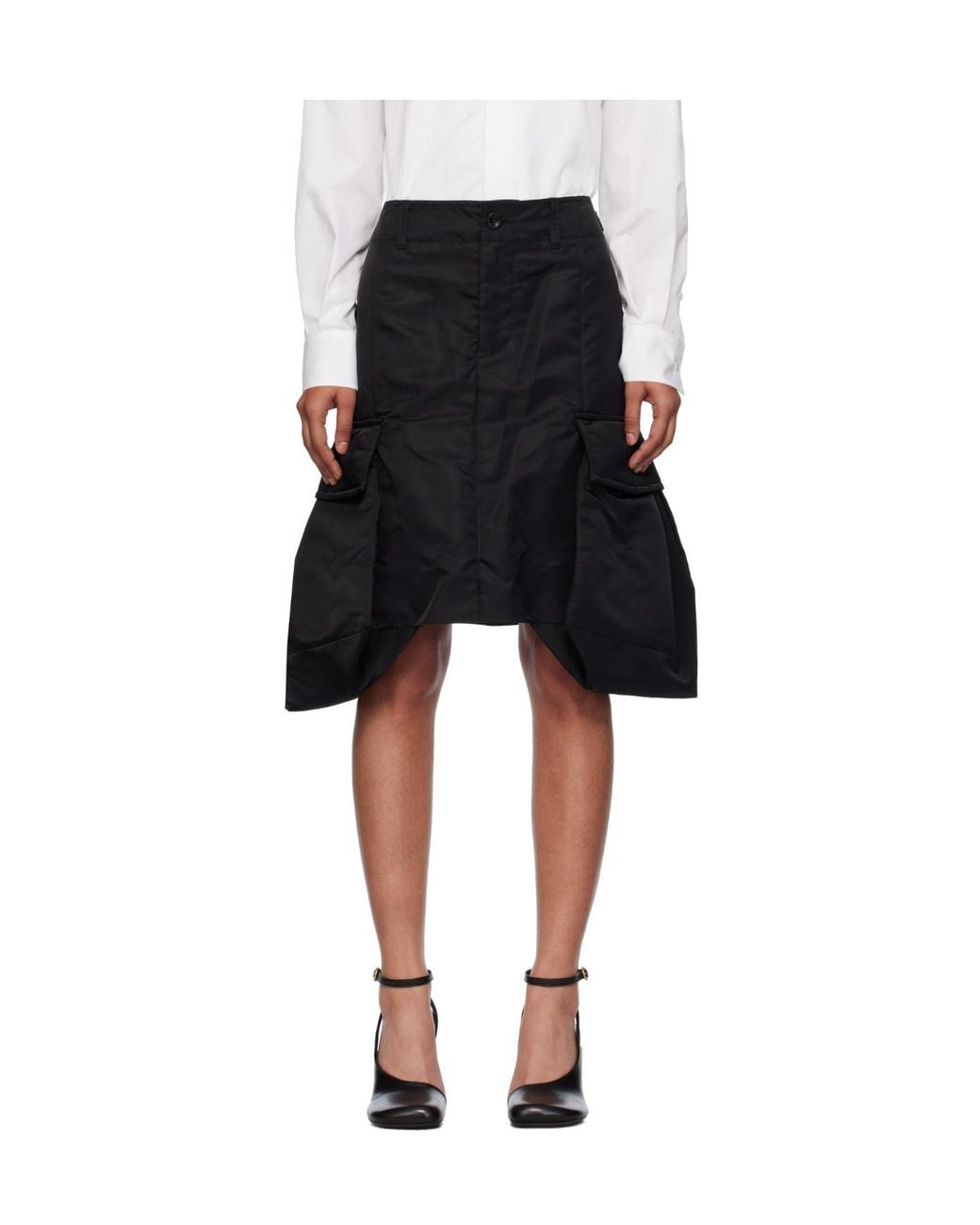 Sacai Gray Cargo-Pocket Straight Skirt