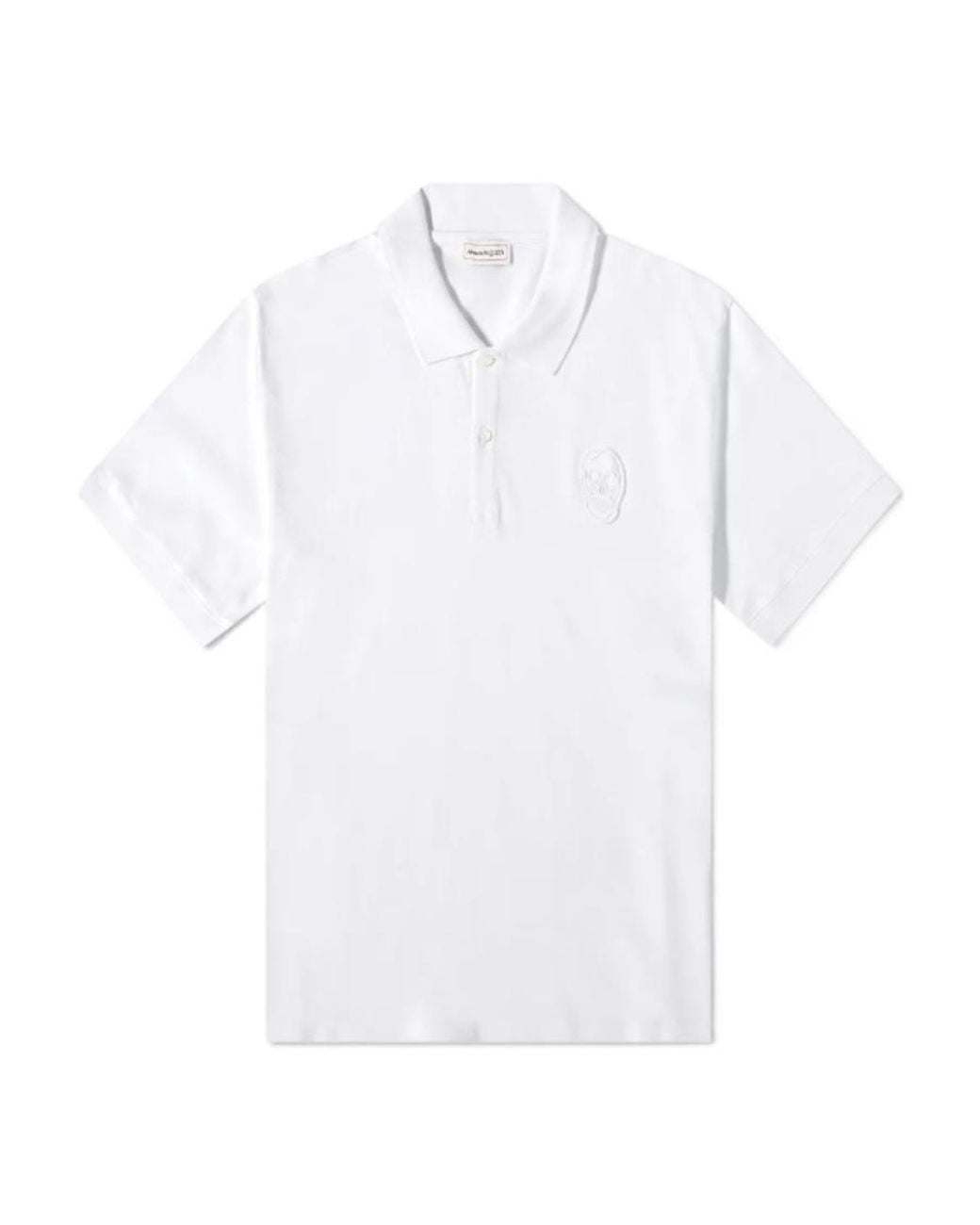 McQueen White Skull-Patch Polo Shirt for men