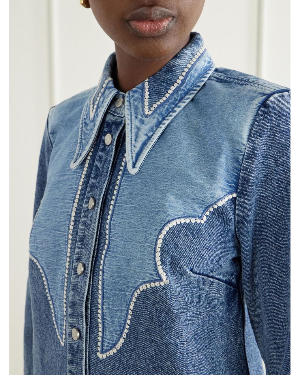 ALÉMAIS Blue Jesse Embroidered Denim Shirt