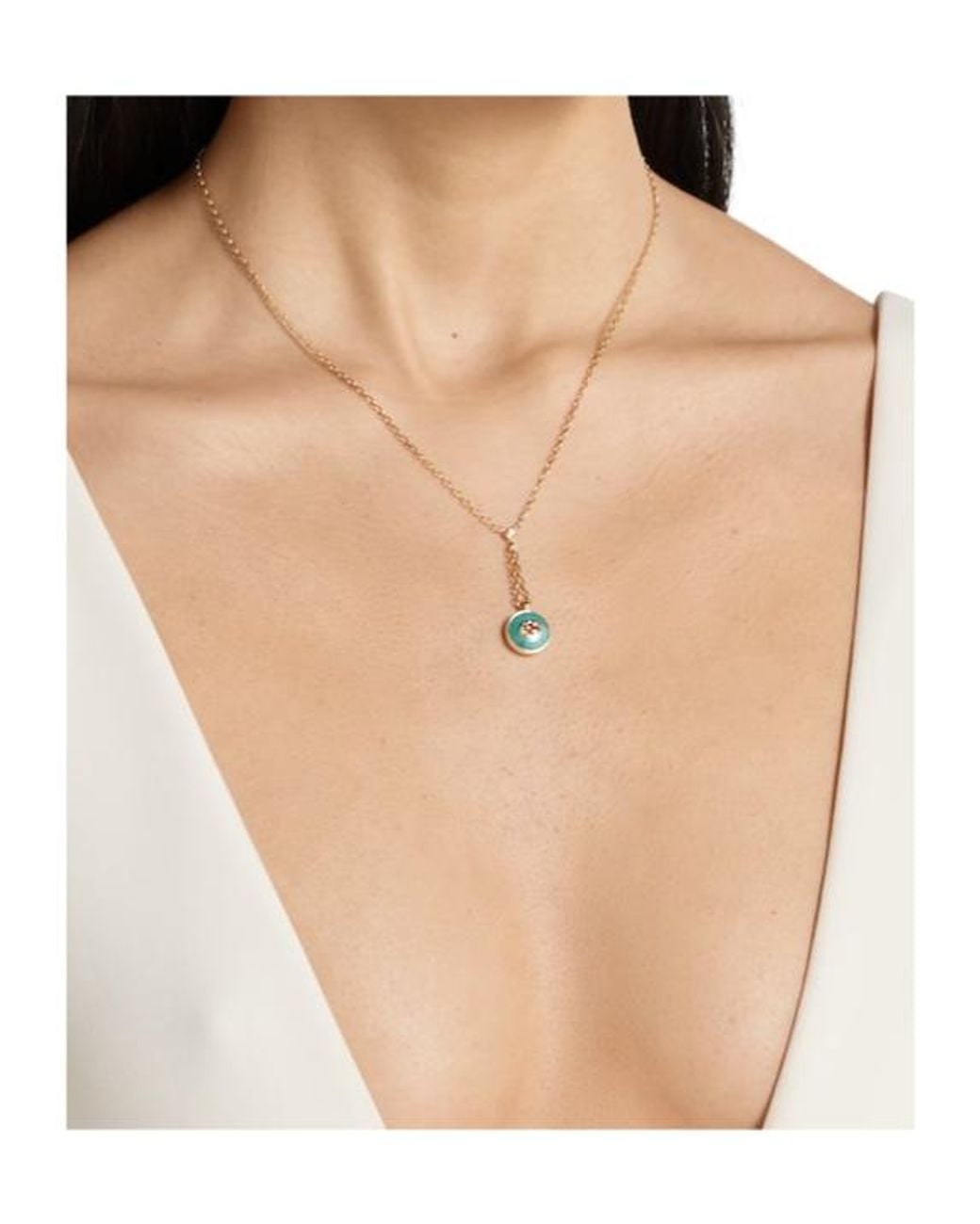 Gucci White Interlocking 18K Pendant Necklace