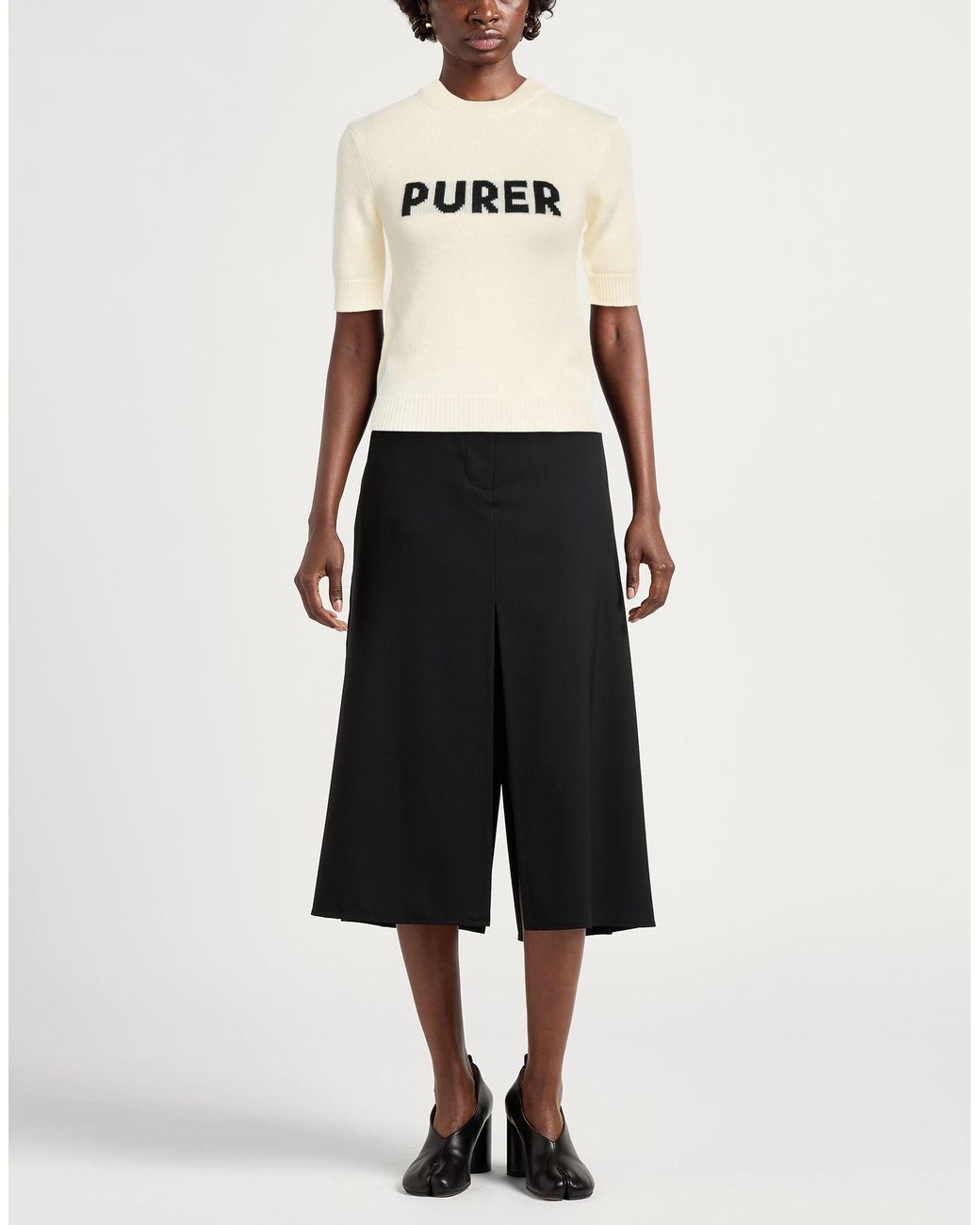 Sportmax Natural Two-Tone Lightweight Knit Short-Sleeve Top