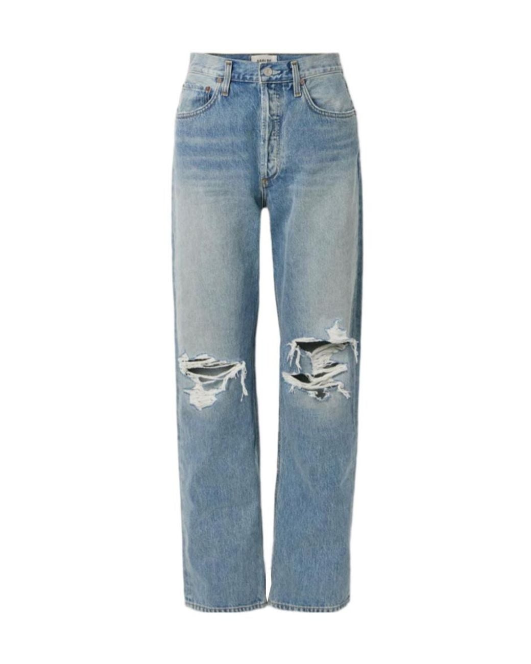 Agolde Blue High Waist Straight Jeans