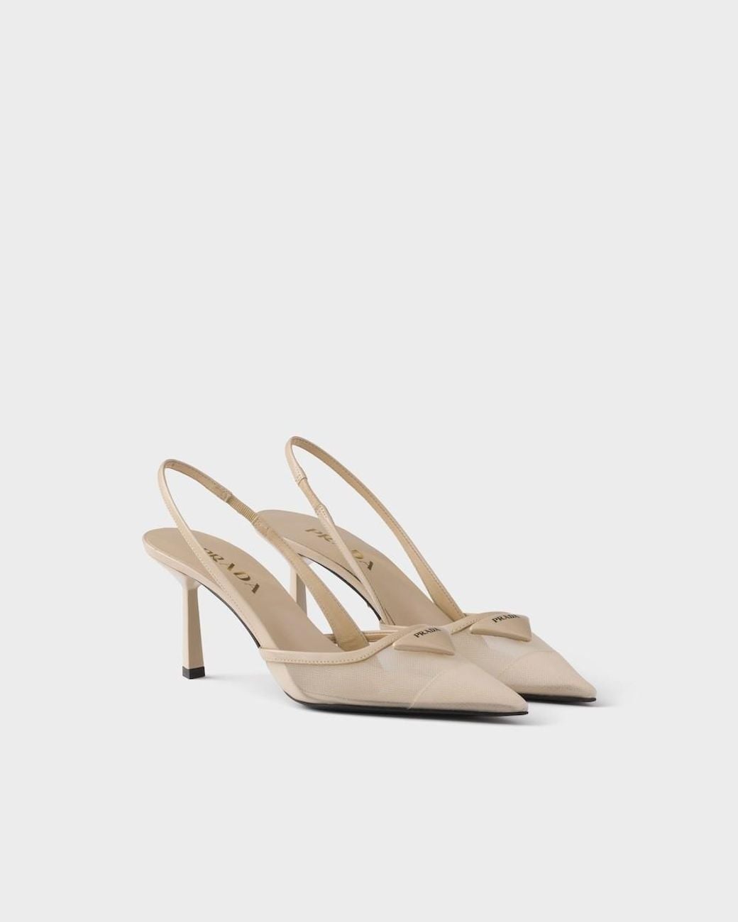 Prada White Mesh Fabric Slingback Pumps