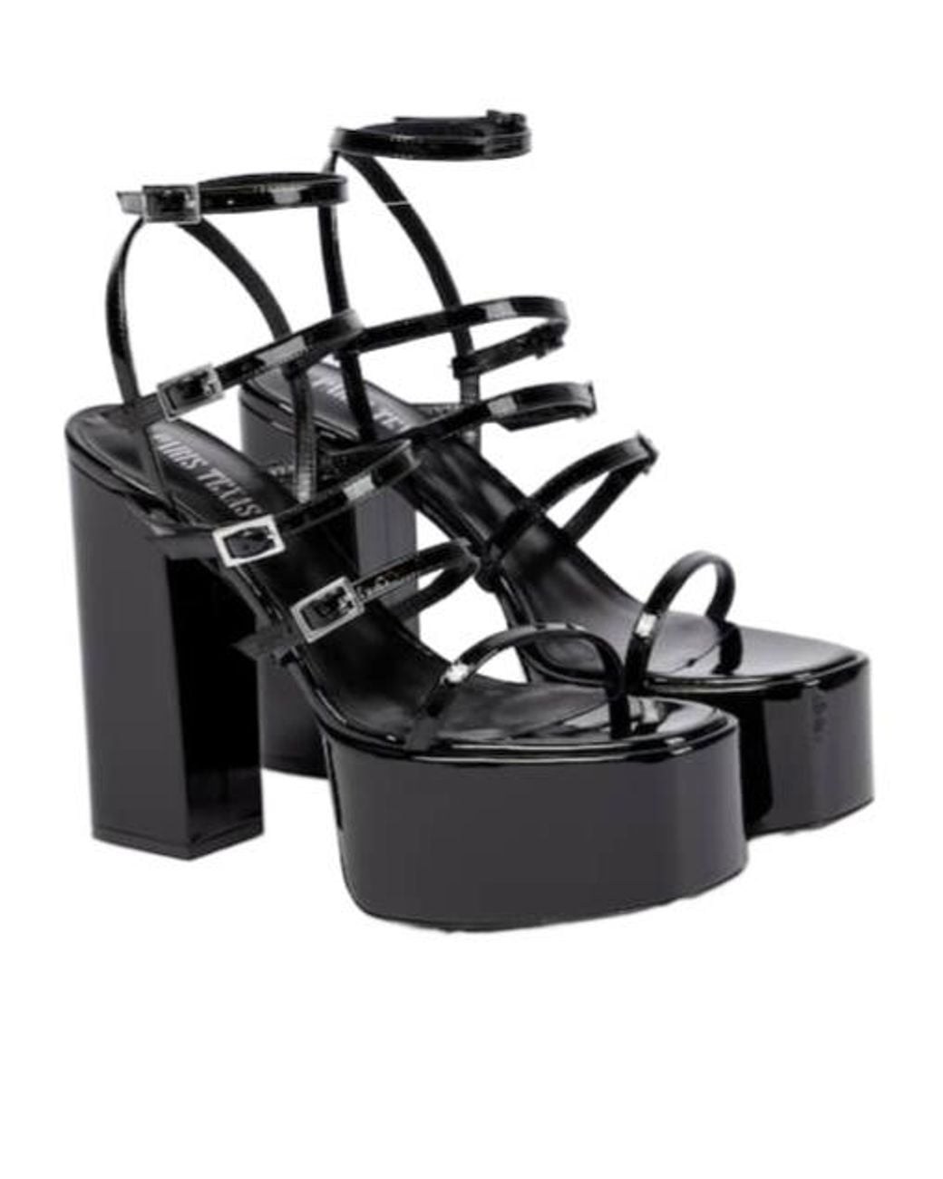 Paris Texas Black Jessica Leather Platform Sandals
