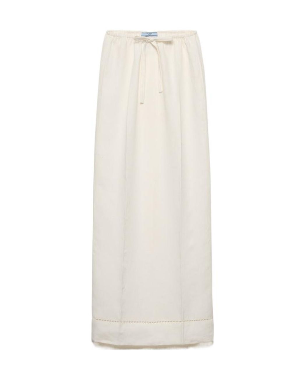 Prada White High Waist Logo Embroidered Maxi Skirt