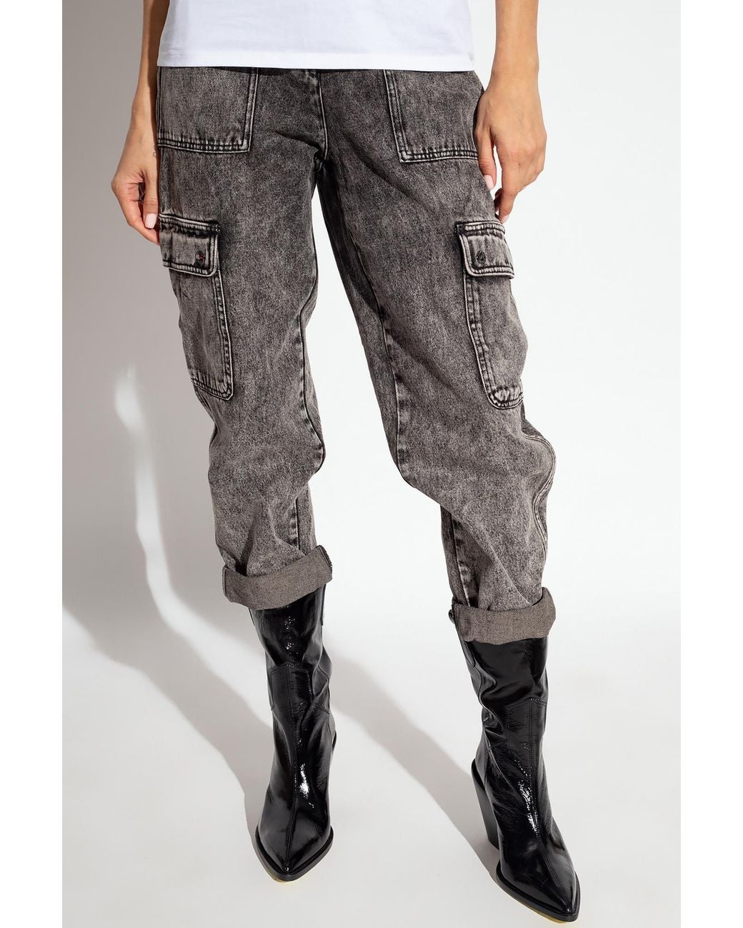 MICHAEL Michael Kors Gray Belted Straight Leg Jeans