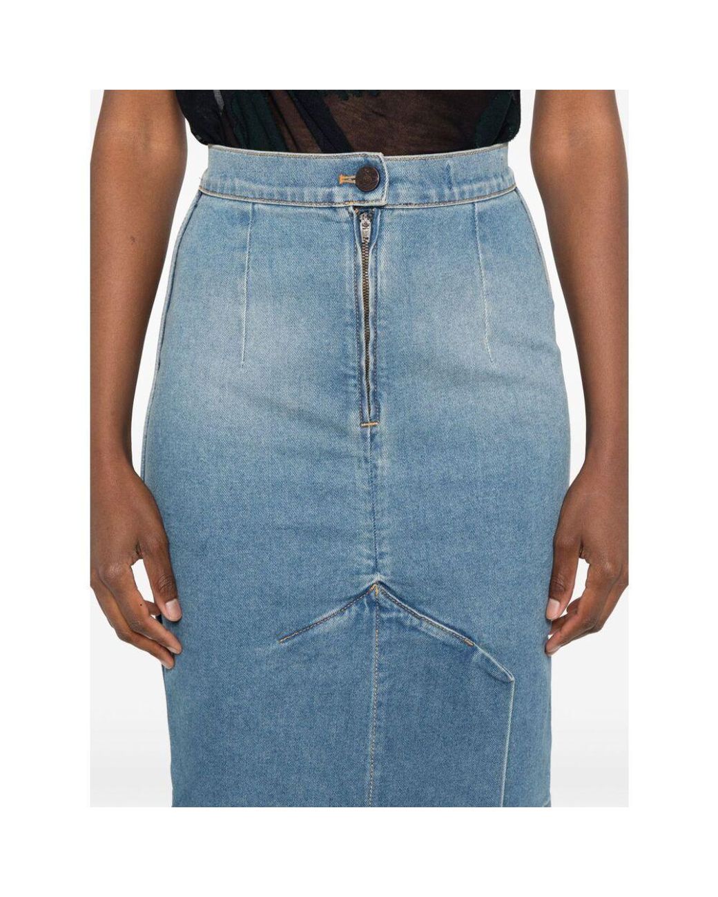 Vivienne Westwood Blue Orb Logo Embroidered Asymmetric Skirt