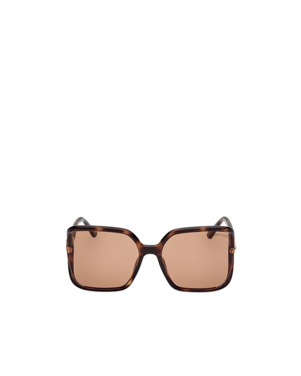 Tom Ford Natural Tortoiseshell Oversize-Frame Sunglasses