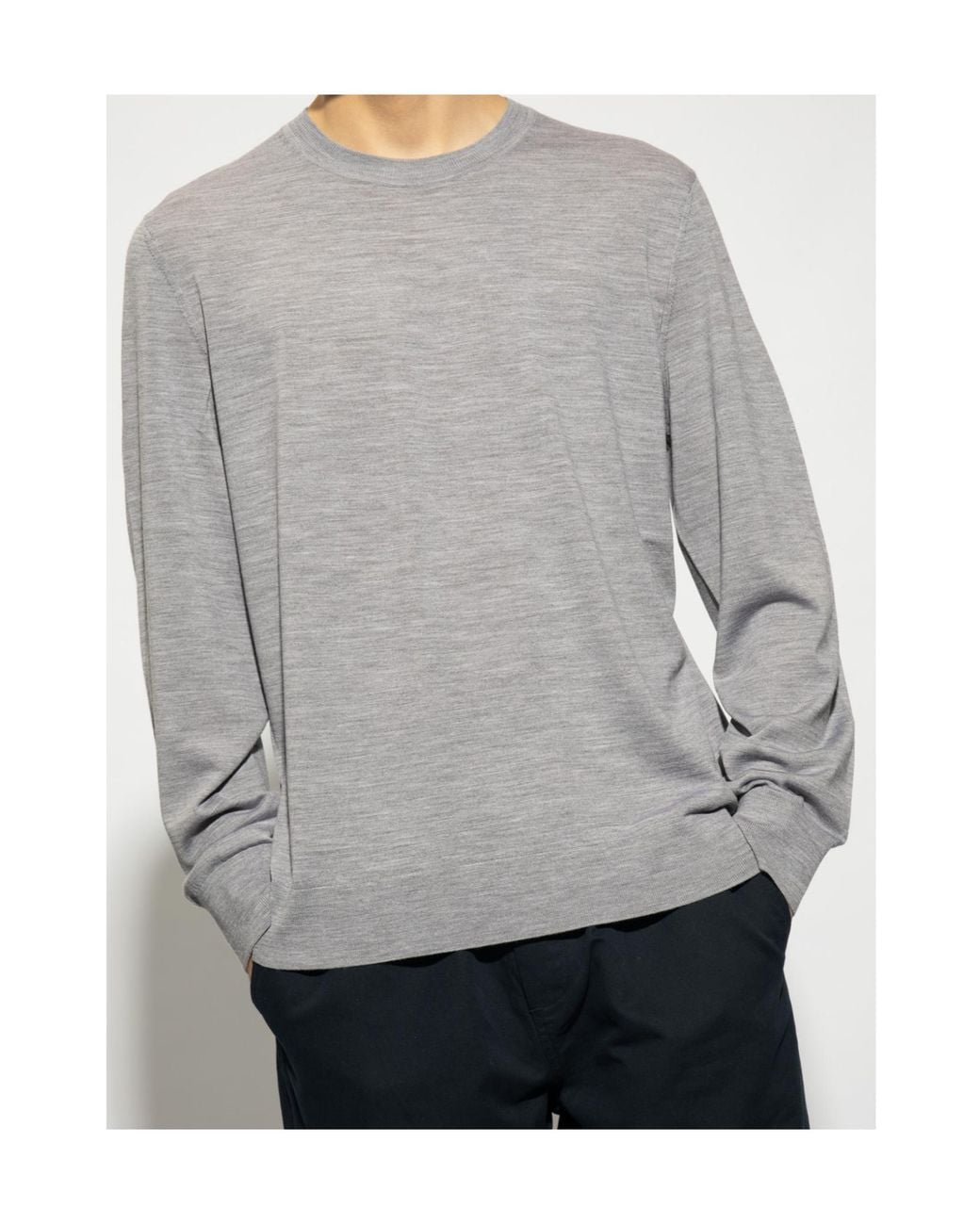 Theory Gray Crewneck Knitted Jumper for men