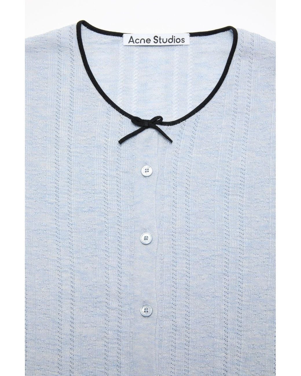 Acne Blue Silk Cardigan With Bow