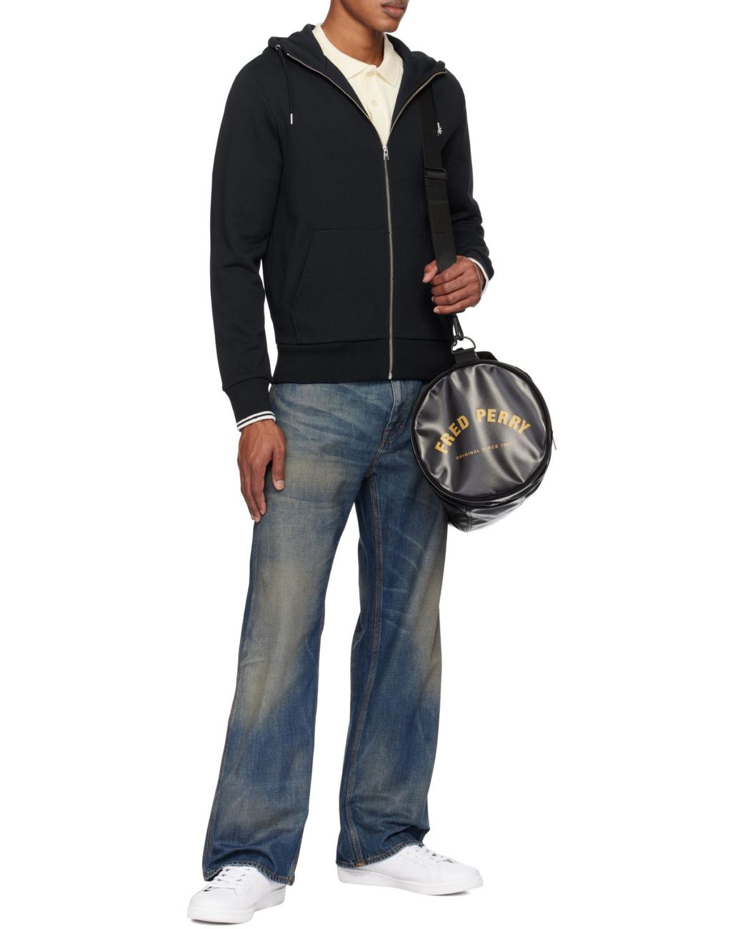 Fred Perry Blue Logo-Embroidered Zipped Hoodie for men