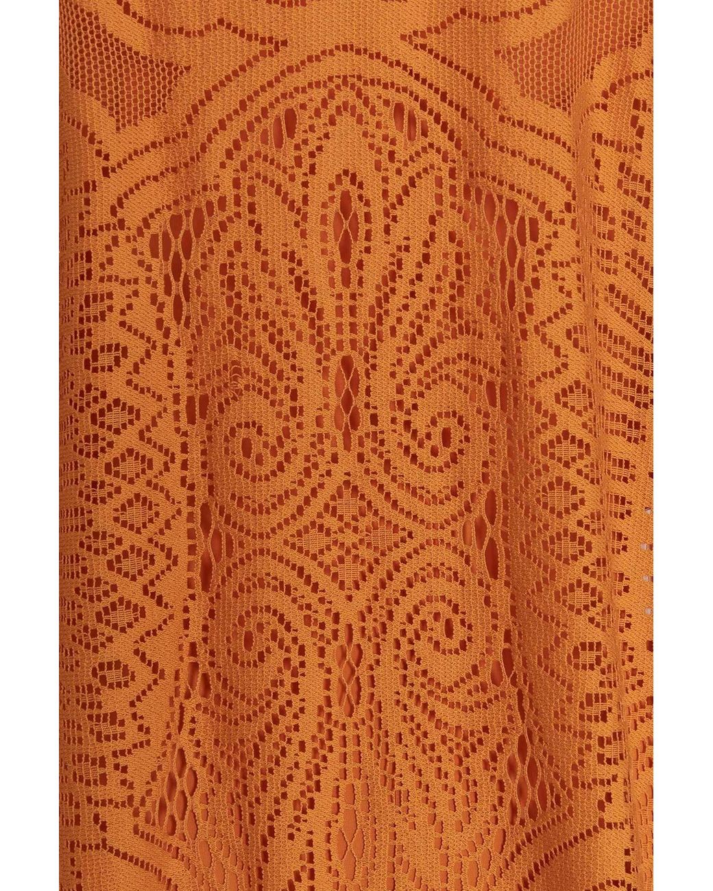 Alberta Ferretti Orange Crochet Maxi Dress