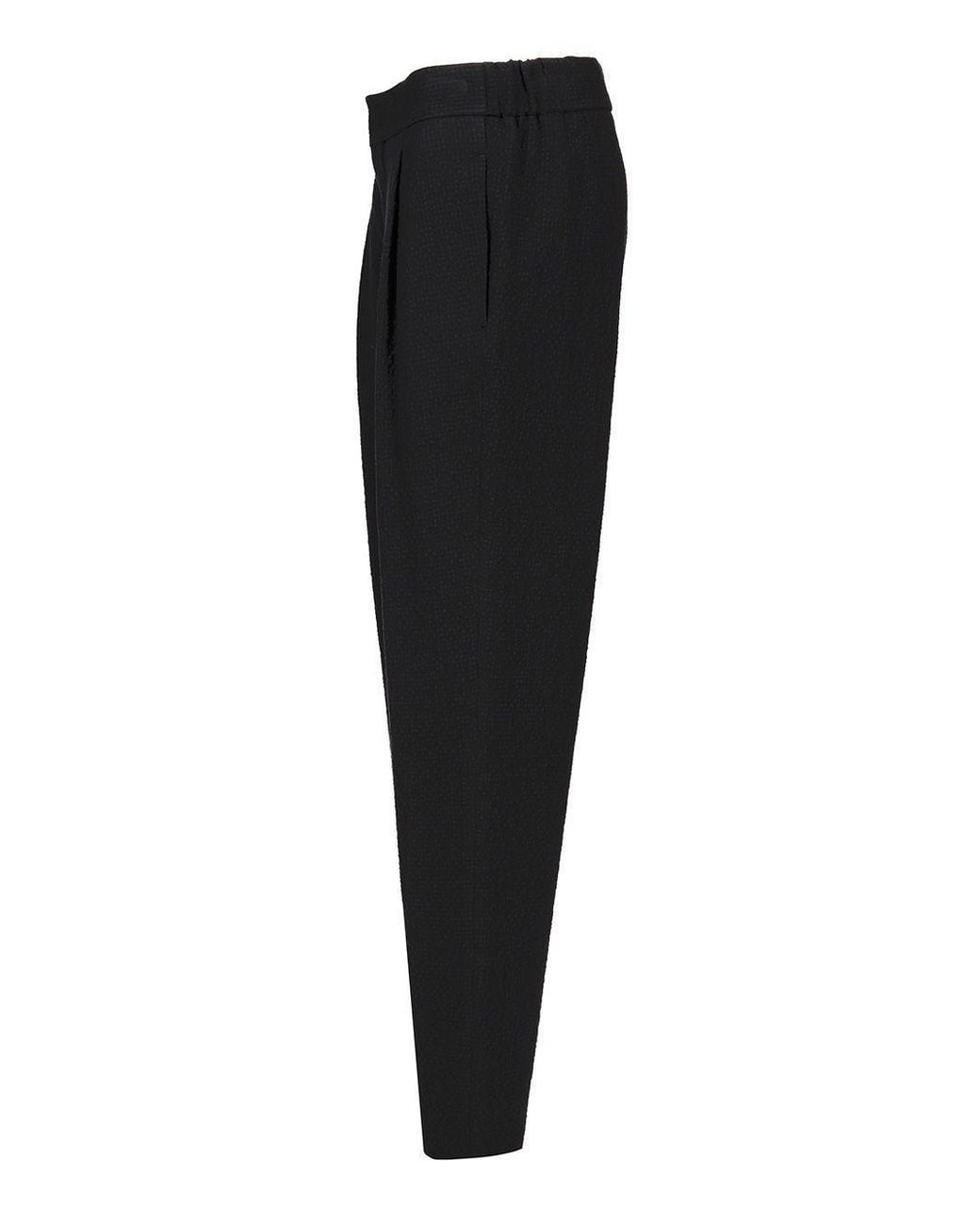 Giorgio Armani Black Stretch Wool Single Pleat Trousers for men