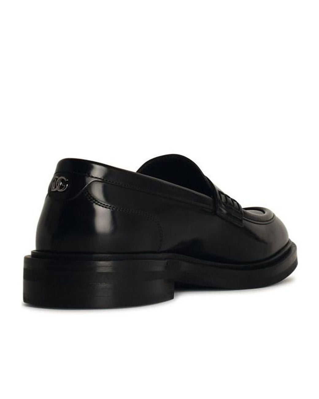 Dolce & Gabbana Black Logo Plaque Round Toe Loafers for men